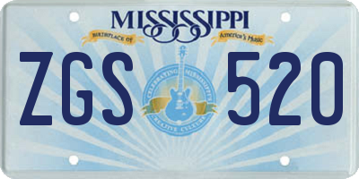 MS license plate ZGS520