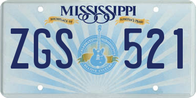 MS license plate ZGS521