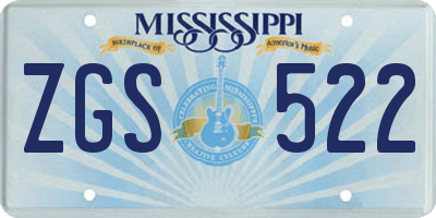MS license plate ZGS522