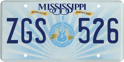MS license plate ZGS526