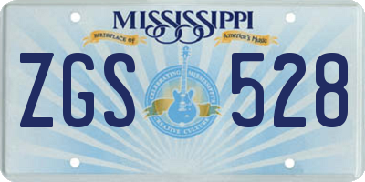 MS license plate ZGS528