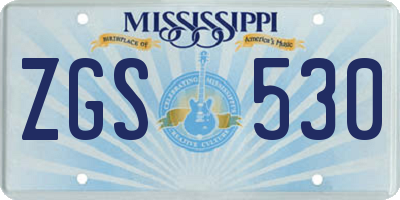 MS license plate ZGS530