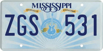 MS license plate ZGS531