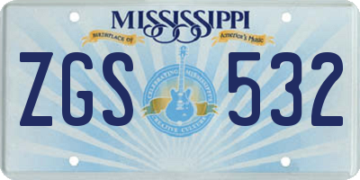 MS license plate ZGS532