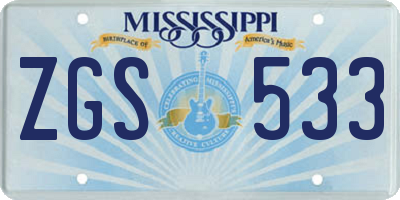MS license plate ZGS533