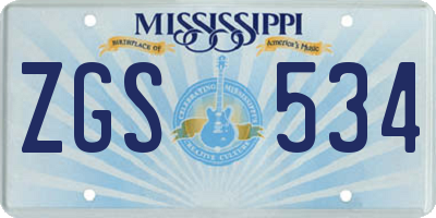 MS license plate ZGS534