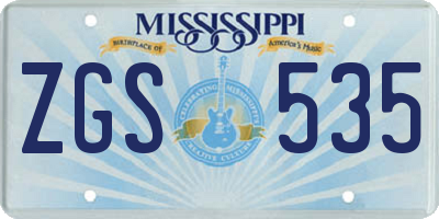 MS license plate ZGS535