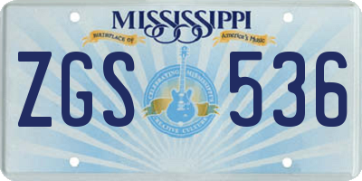 MS license plate ZGS536