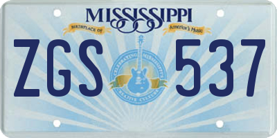 MS license plate ZGS537