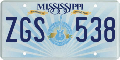 MS license plate ZGS538