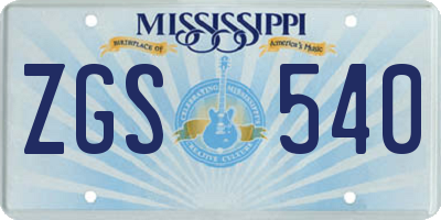 MS license plate ZGS540