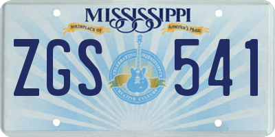 MS license plate ZGS541
