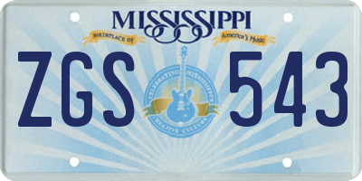 MS license plate ZGS543