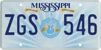 MS license plate ZGS546
