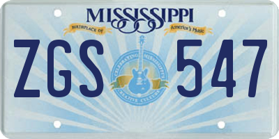 MS license plate ZGS547