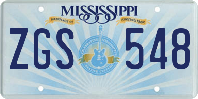 MS license plate ZGS548