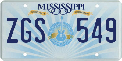 MS license plate ZGS549