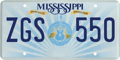 MS license plate ZGS550