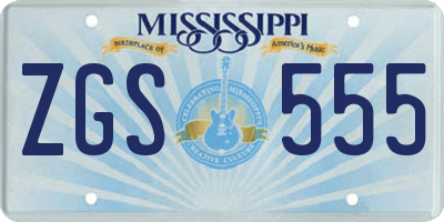MS license plate ZGS555