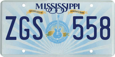 MS license plate ZGS558