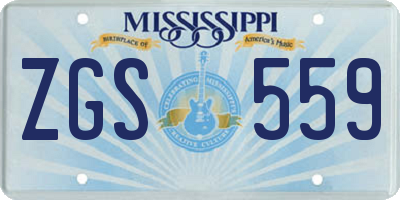 MS license plate ZGS559