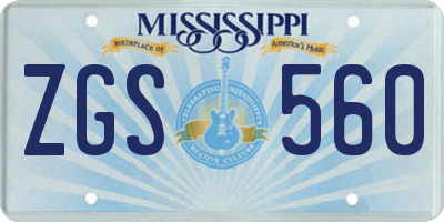 MS license plate ZGS560