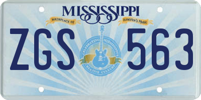 MS license plate ZGS563