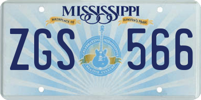 MS license plate ZGS566