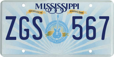 MS license plate ZGS567
