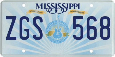 MS license plate ZGS568