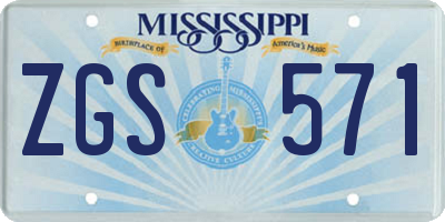 MS license plate ZGS571