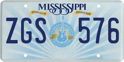MS license plate ZGS576