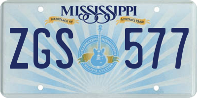 MS license plate ZGS577