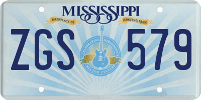 MS license plate ZGS579