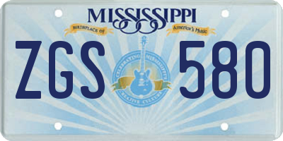 MS license plate ZGS580