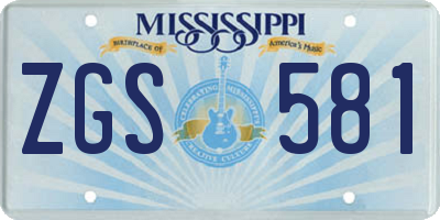 MS license plate ZGS581