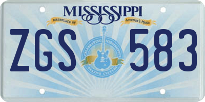 MS license plate ZGS583