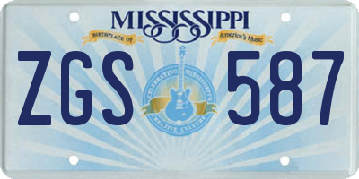 MS license plate ZGS587