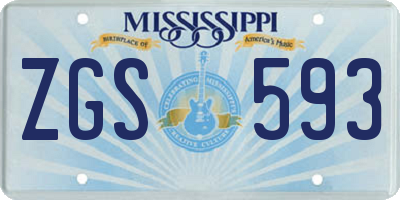 MS license plate ZGS593
