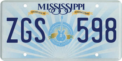 MS license plate ZGS598