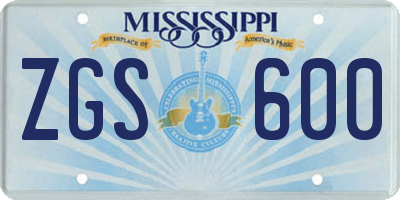 MS license plate ZGS600