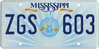 MS license plate ZGS603