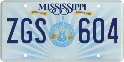 MS license plate ZGS604