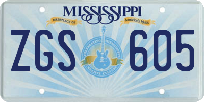 MS license plate ZGS605