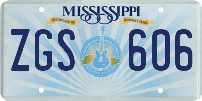MS license plate ZGS606