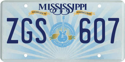 MS license plate ZGS607