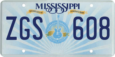 MS license plate ZGS608