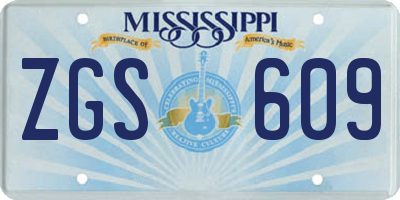 MS license plate ZGS609