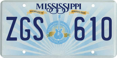 MS license plate ZGS610