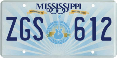 MS license plate ZGS612